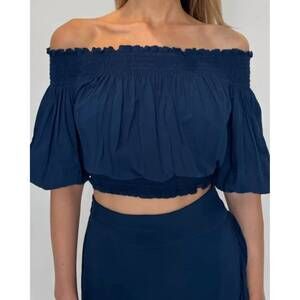 NEW SKEMO leah off the shoulder top in indigo